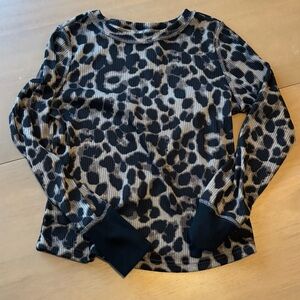 Leopard Print Long Sleeve Ribbed Top